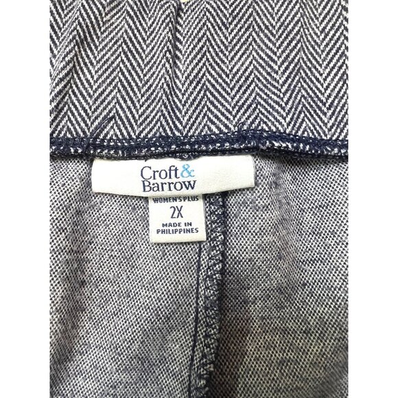 Croft & Barrow Womens Plus Herringbone Pants 2X Polyester Blend Elastic Waist - Picture 3 of 5